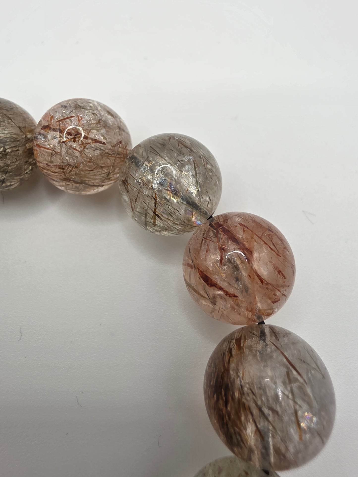 ๐ Green & Red Rutile Quartz Bracelet โ Heartfire Balance (16.5mm)