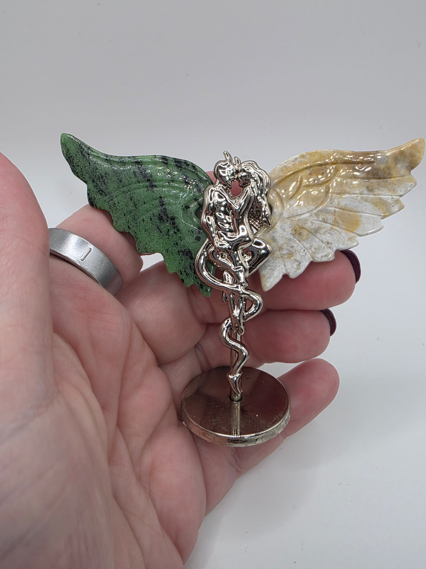 ๐ชฝ Zoisite & Yellow Calcite Mini Forbidden Love Wings (2.5 in)