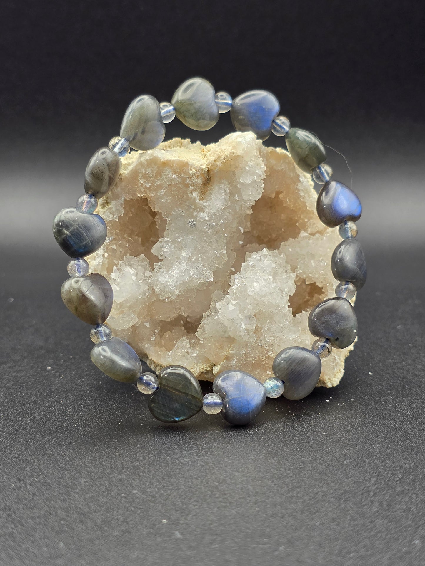 ๐ Labradorite Heart Bracelet โ Celestial Pulse