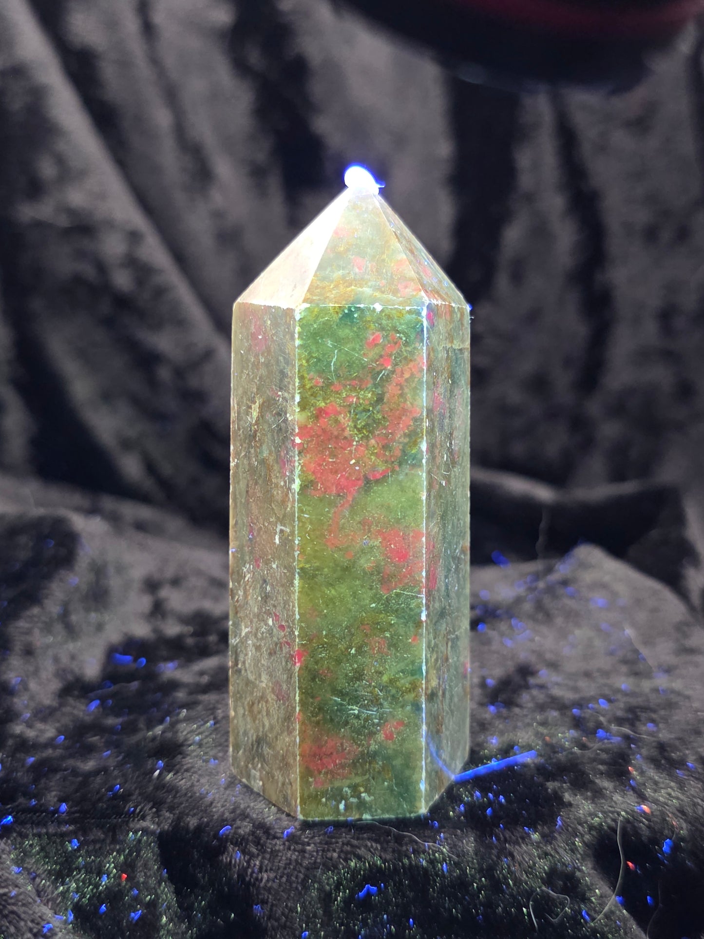 ❤️💚 Ruby in Fuchsite Tower – Compassion’s Flame (3.25 in)