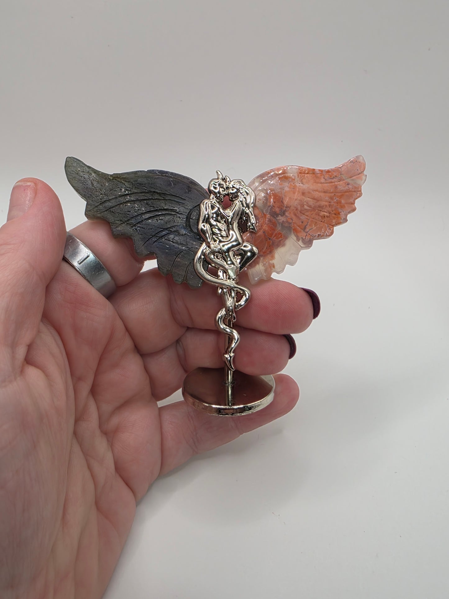 ๐ชฝ Pink Agate & Labradorite Mini Forbidden Love Wings (2.5 in)