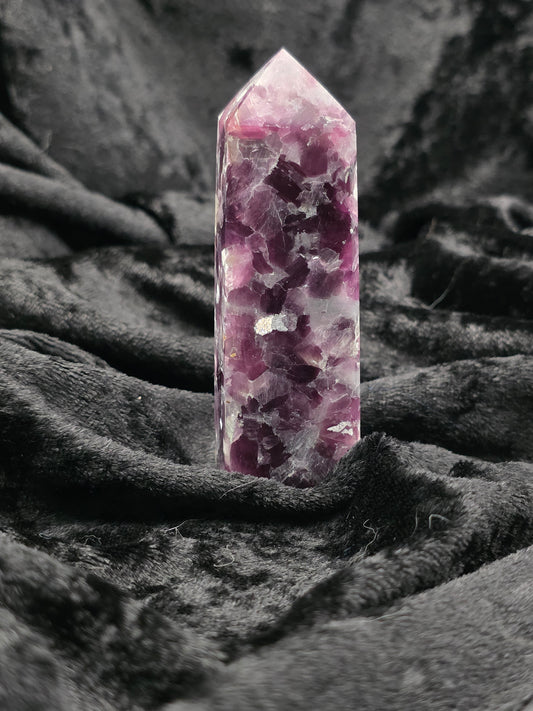 💜 Purple Mica Tower – Spark of Magic (3.25 in)