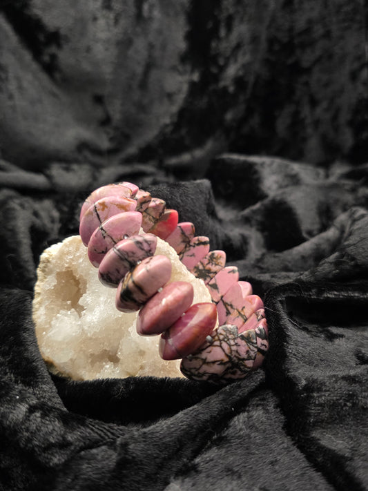 🌷 Rhodonite Soft Bangle Bracelet – Heart & Healing (Soft Bangle)
