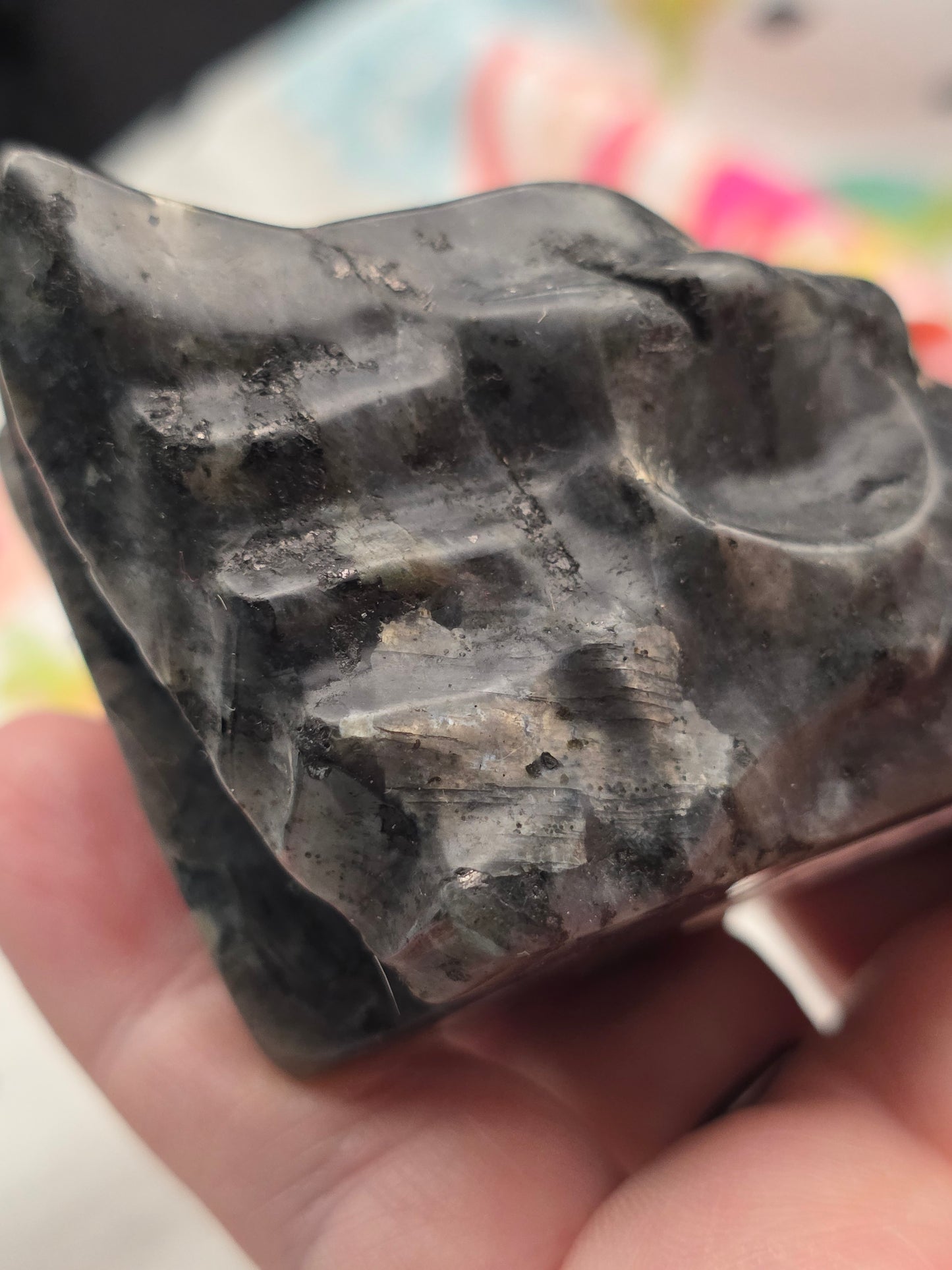 🌌 Larvikite Dragon Head Carving — Mystic Vision (3" x 2" x 1.7")