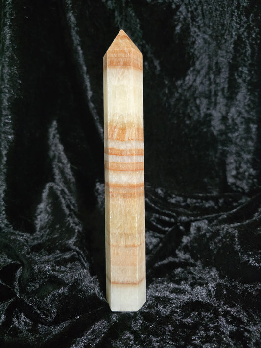 🌞 Yellow Banded Calcite Tower – Uplift & Glow (10 in)