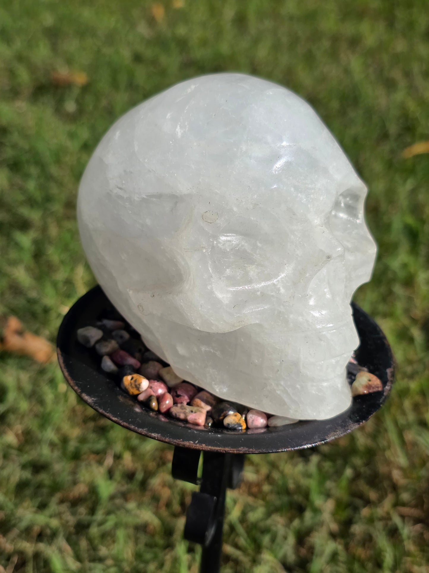 🤍 Quartz Skull – Eternal Clarity (Milky / Clear, approx. 4 in)