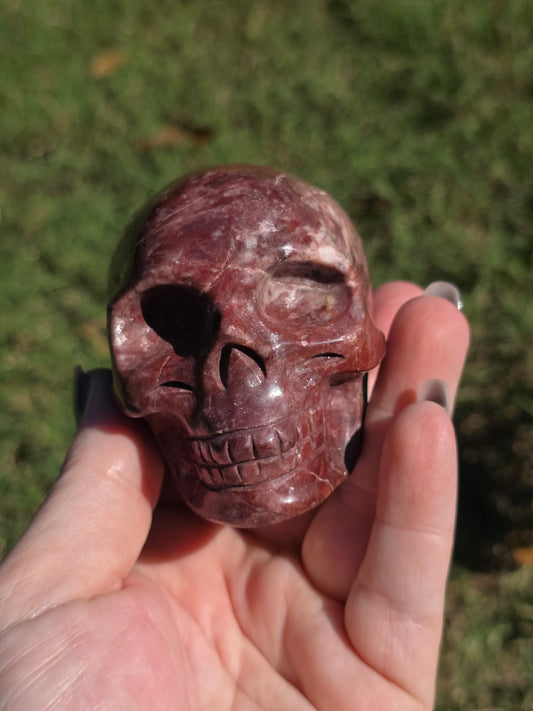 ❤️ Red Ocean Jasper Skull – Flame of the Earth (approx. 3.25 in)