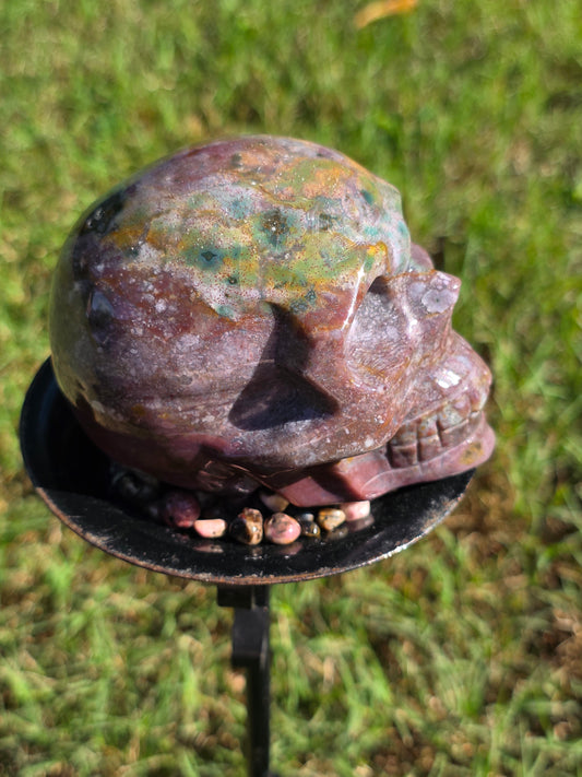 🌊 Ocean Jasper Skull – Earth’s Mosaic (approx. 3.75 in)