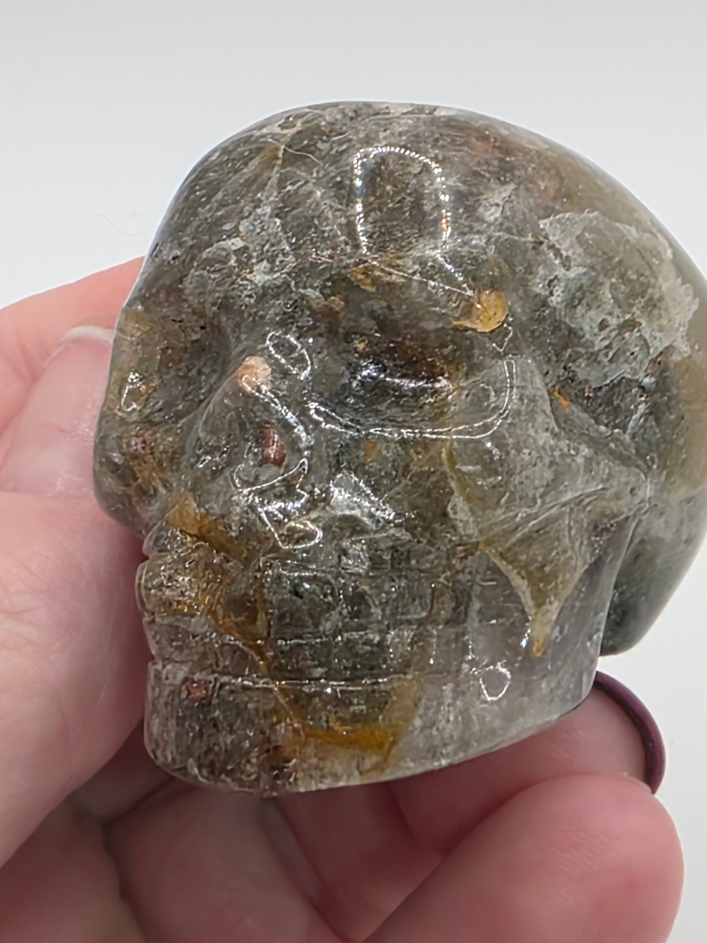 🌿 Garden Quartz Skull – Spirit Grove (approx. 1.75 in)