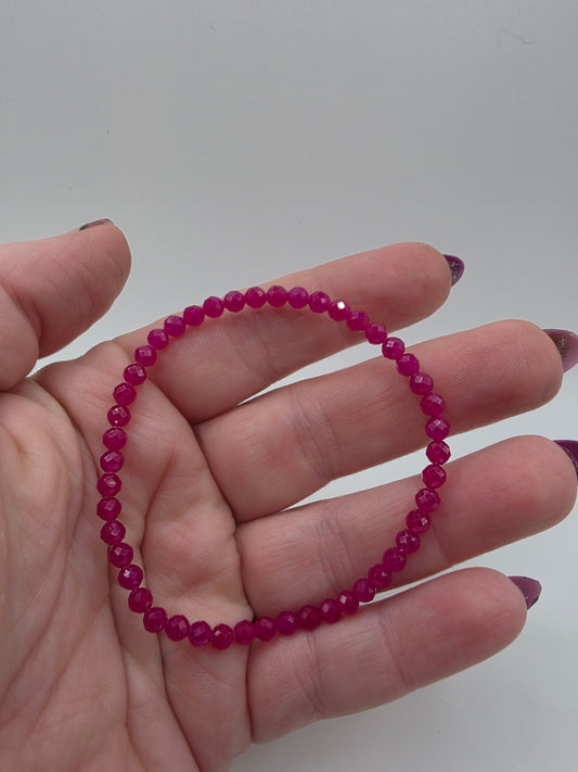 ❤️ Faceted Ruby Bracelet – Heartfire Spark (4mm)