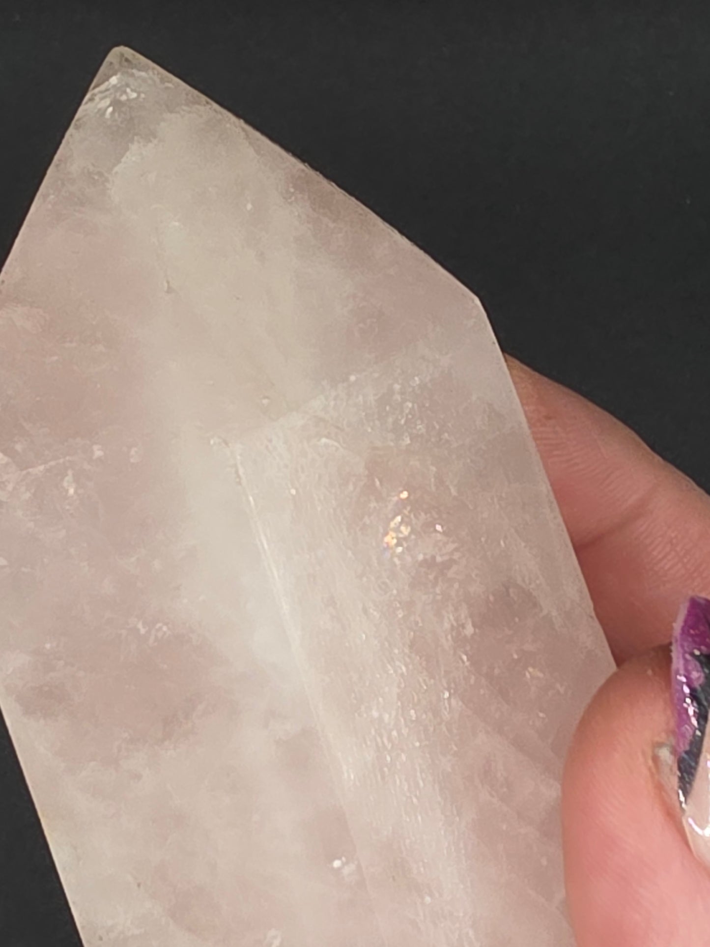 🌸 Rose Quartz Tower Chunky — Amplified Clarity (4.43")
