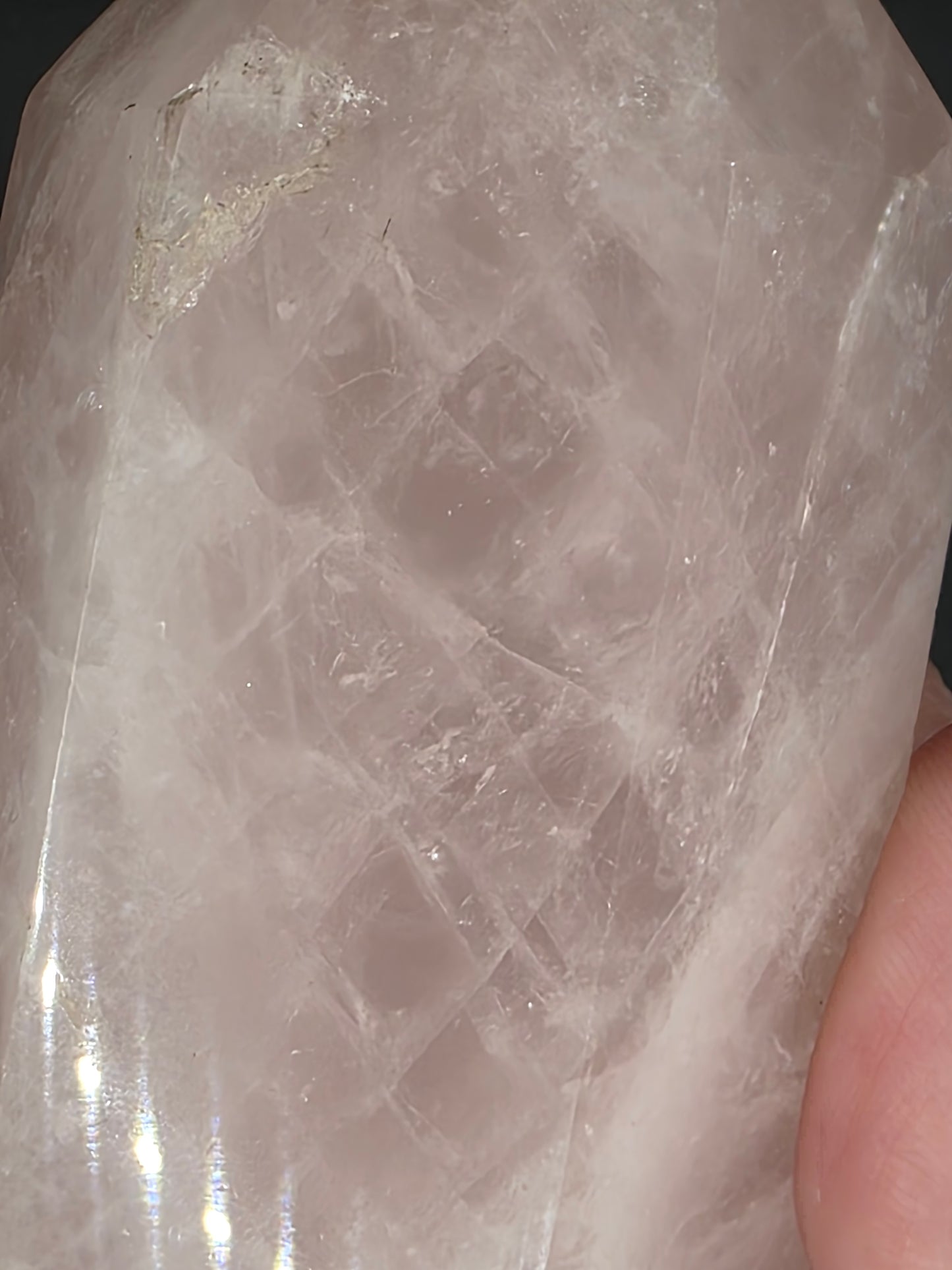 🌸 Rose Quartz Tower Chunky — Amplified Clarity (4.43")