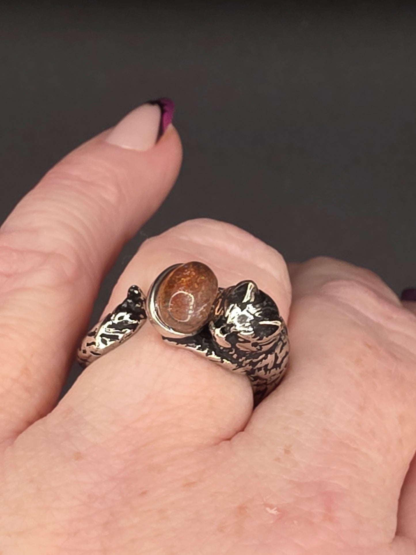 🌞🦊 Sunstone Ring – Playful Radiance (Adjustable, Copper)