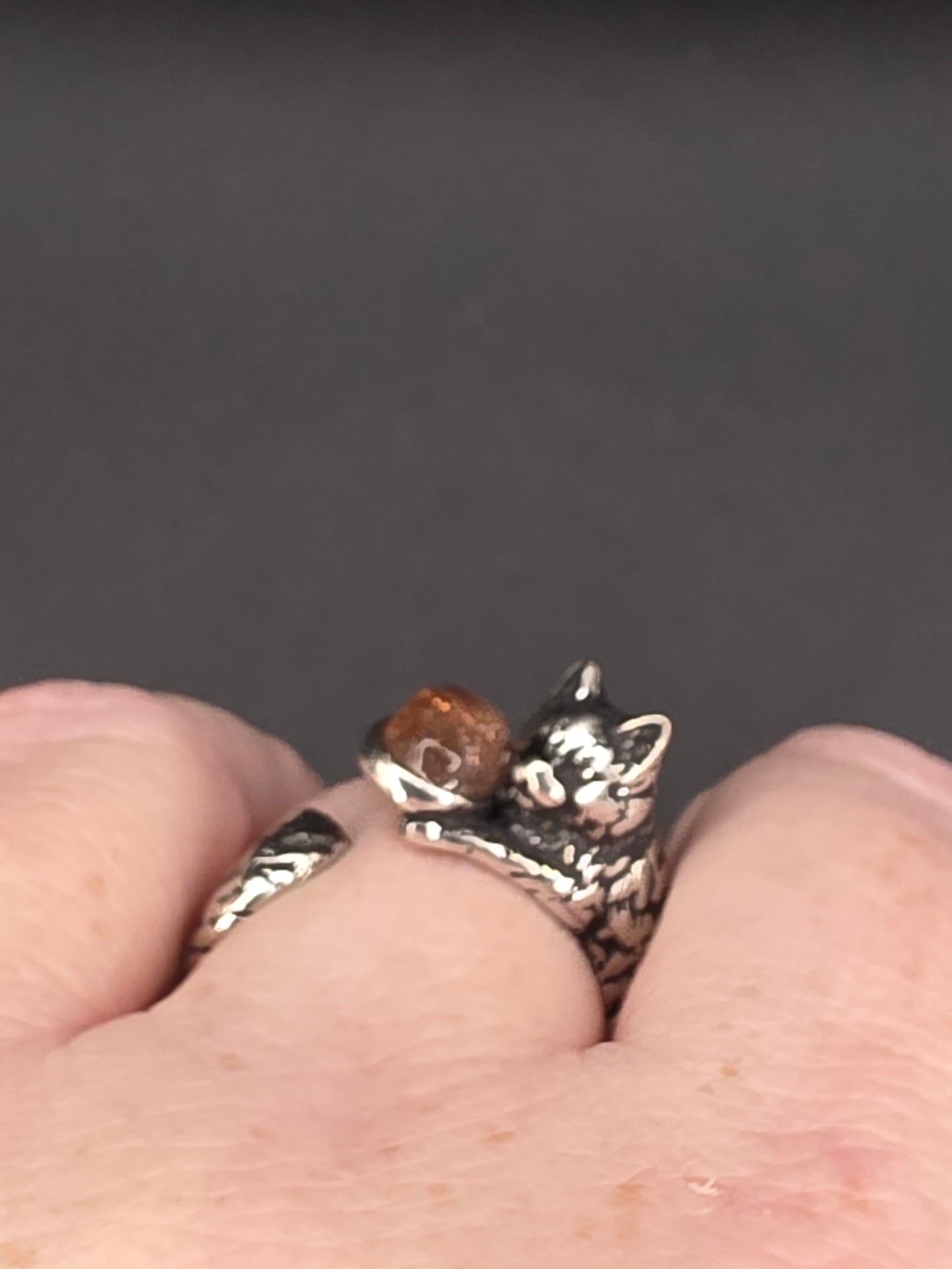 🌞🦊 Sunstone Ring – Playful Radiance (Adjustable, Copper)