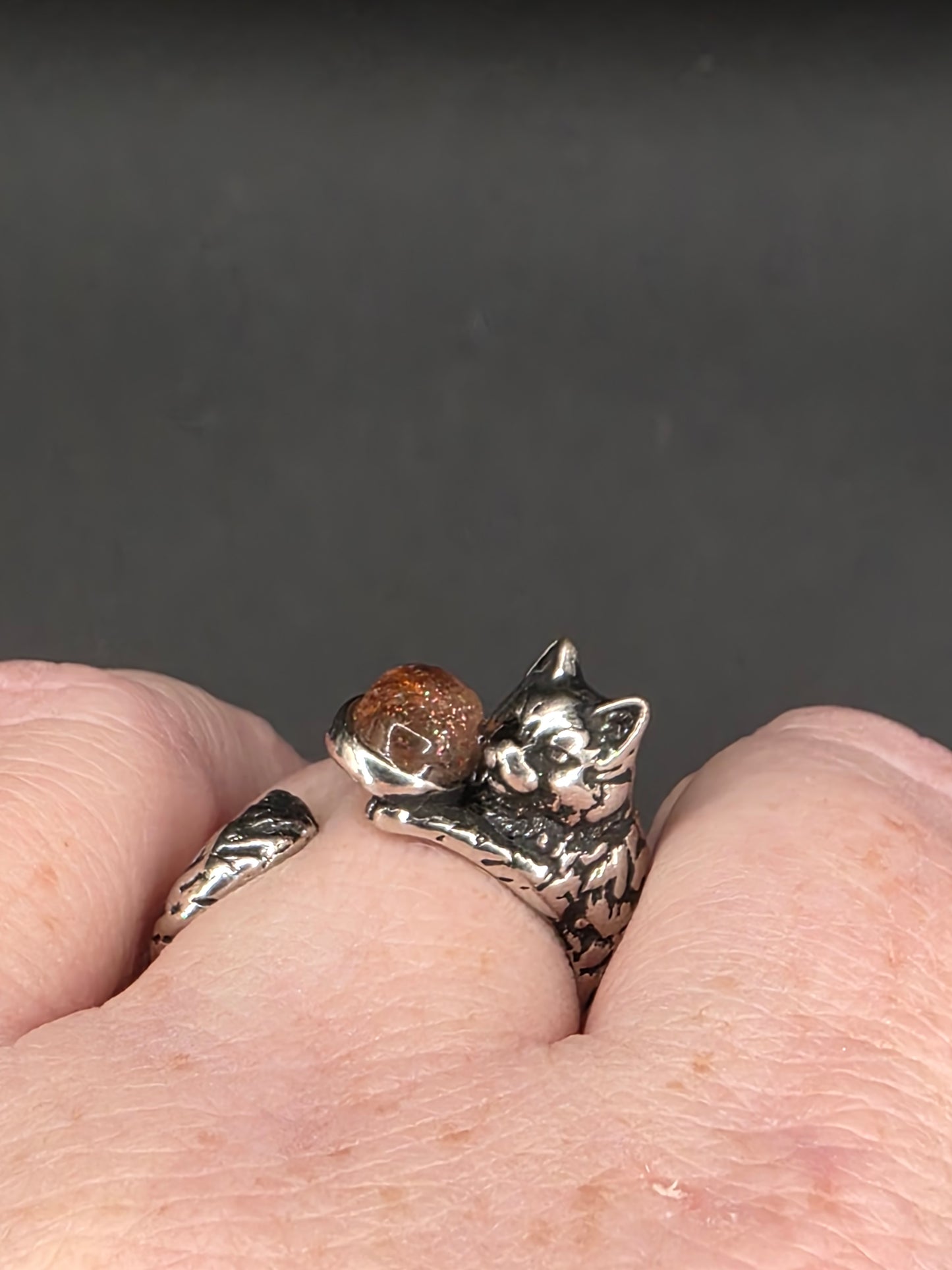 🌞🦊 Sunstone Ring – Playful Radiance (Adjustable, Copper)