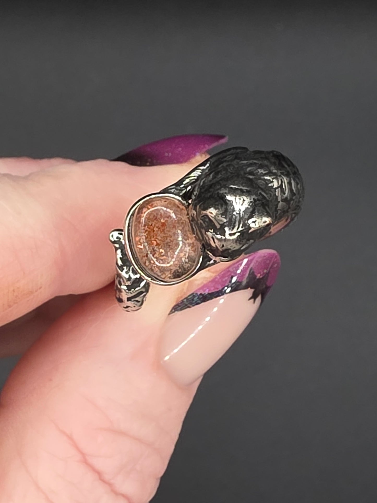 🌞🦊 Sunstone Ring – Playful Radiance (Adjustable, Copper)