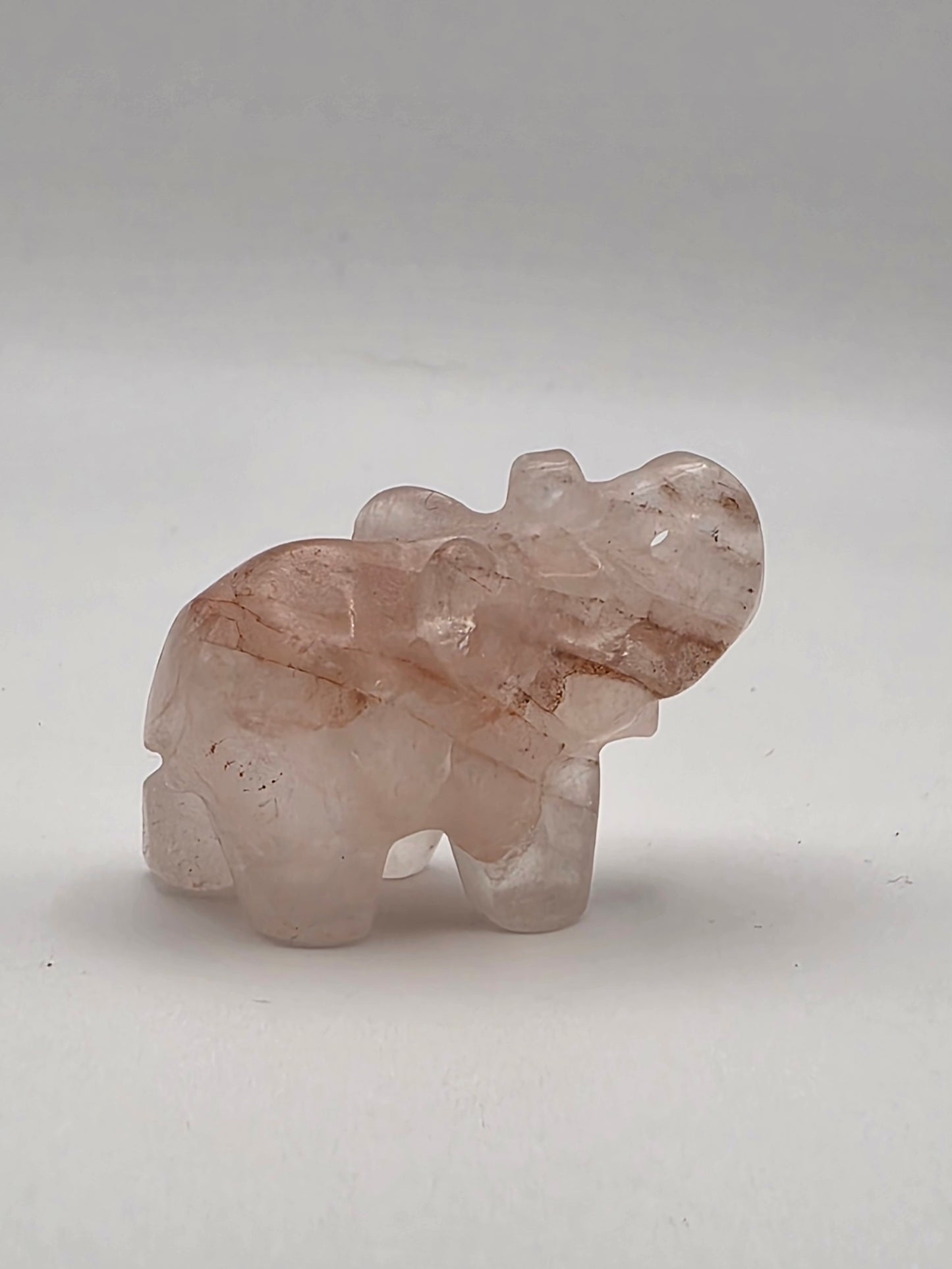 🔥 Fire Quartz Mini Elephant – Trunk Up for Luck