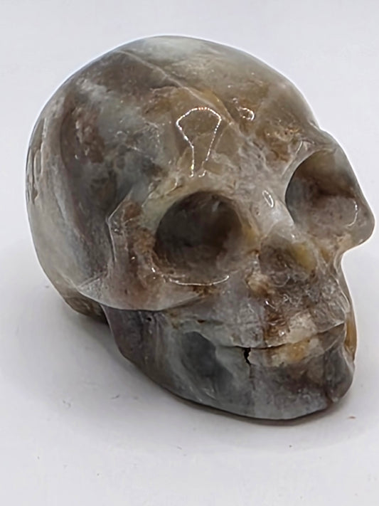 💀 Caribbean Calcite Skull Carving – Ocean Whisper (2" x 1.5" x 1.25")