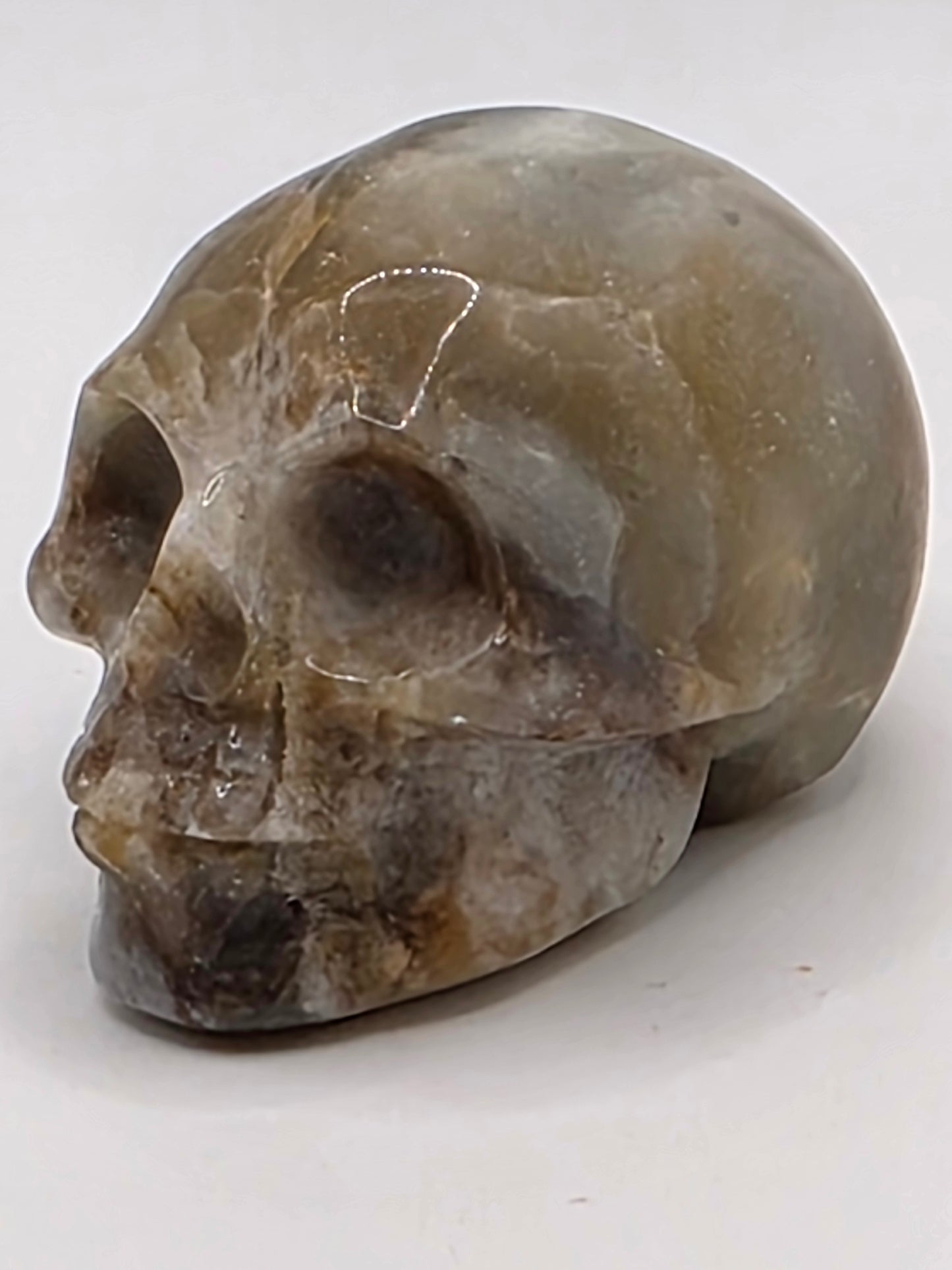 💀 Caribbean Calcite Skull Carving – Ocean Whisper (2" x 1.5" x 1.25")