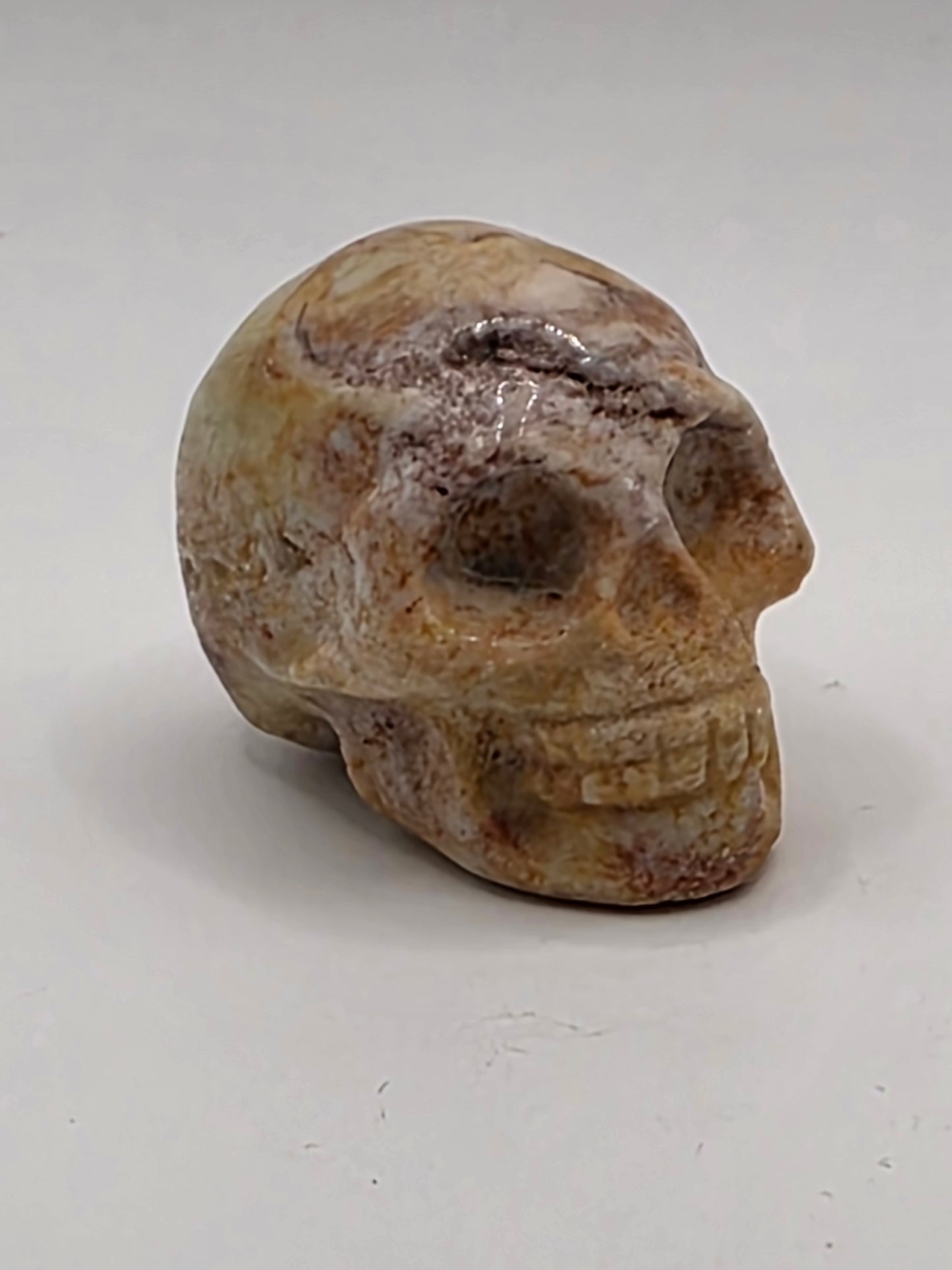 💀 Caribbean Calcite Skull Carving – Desert Calm (2" x 1.5" x 1.25")