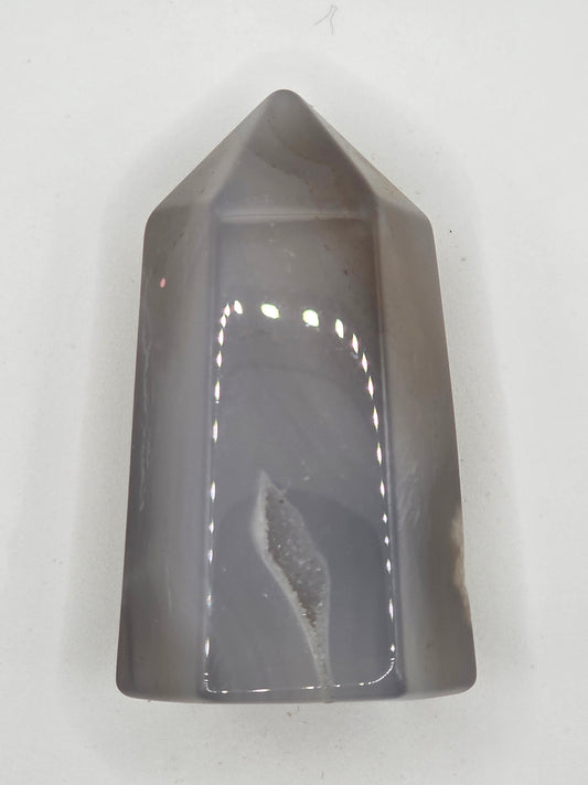 🌙 Blue Lace Chalcedony Tower – Tranquil Voice (2.3")