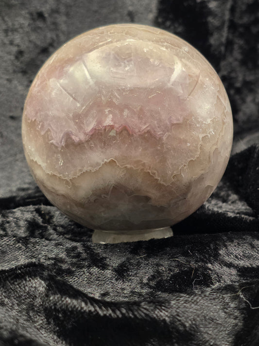 🔥💜 Amethyst + Fire Quartz Sphere – Spark & Serenity (2.93 in)