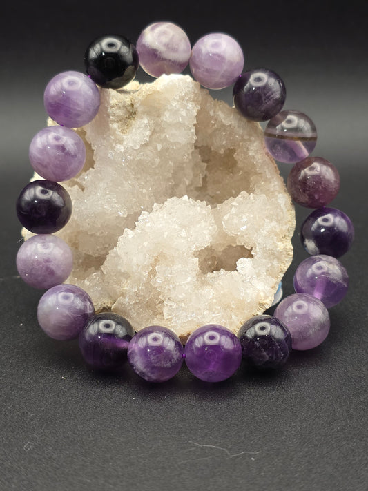💜 Amethyst Large Beads Bracelet – Intuition & Calm (12mm)