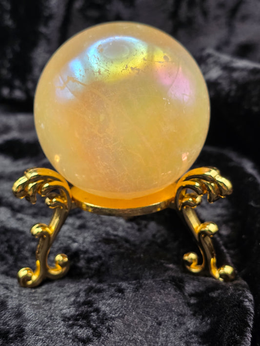 🌈☀️ Aura Citrine Sphere – Sunshine Glow (2.23 in)