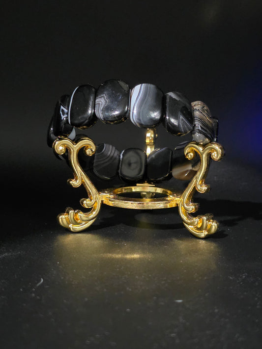 🖤 Black Agate Soft Bangle Bracelet – Grounded Power (Soft Bangle)