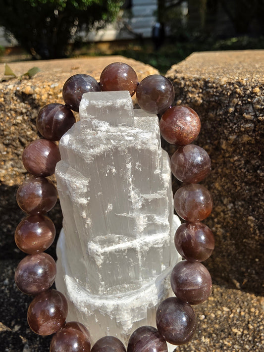 🌑 Black Sunstone Bracelet – Shadow & Shine in 12mm
