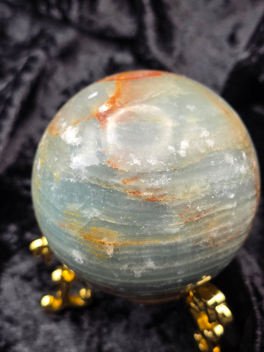 💙 Blue Onyx Sphere – Solid Serenity (2.02 in)