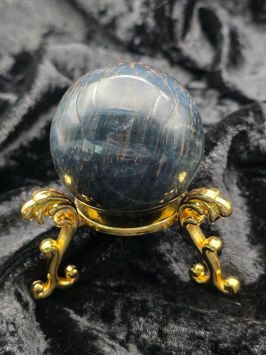 👁️ Blue Tiger’s Eye Sphere – Watchful Calm (2.00 in)