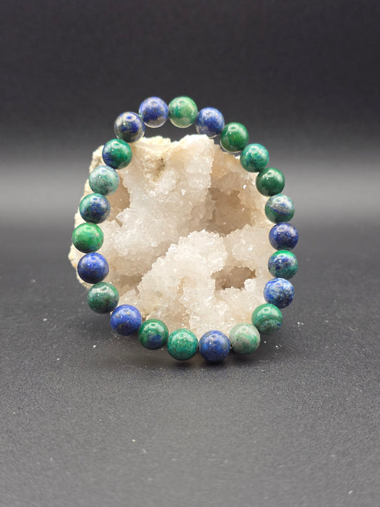 🌊 Chrysocolla with Lapis Lazuli Bracelet – Ocean Wisdom (8mm)