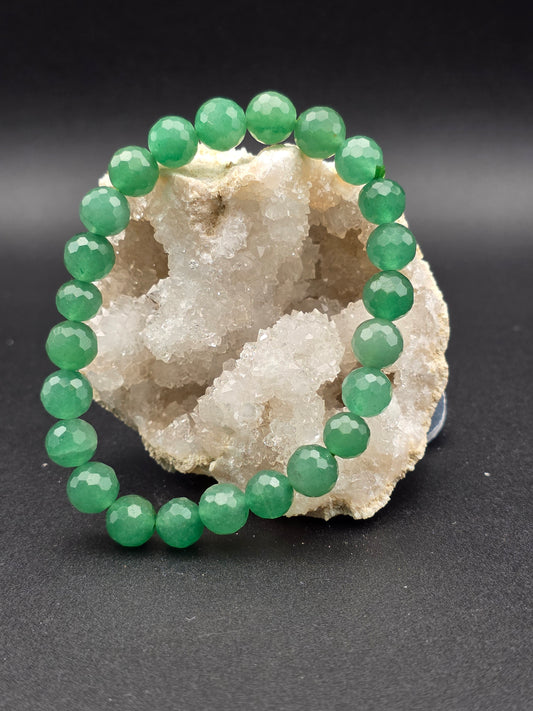 🍀 Faceted Green Aventurine Bracelet – Spark of Luck (8mm)