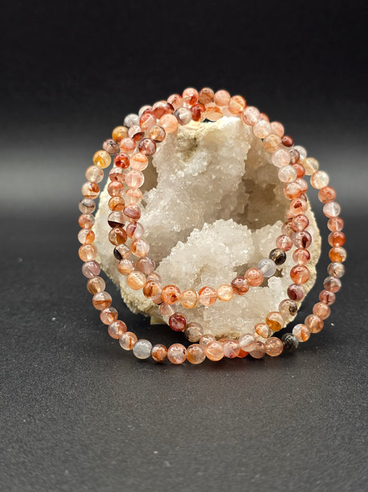 🔥 Fire Quartz Triple Wrap Bracelet – Radiant Energy (6mm)