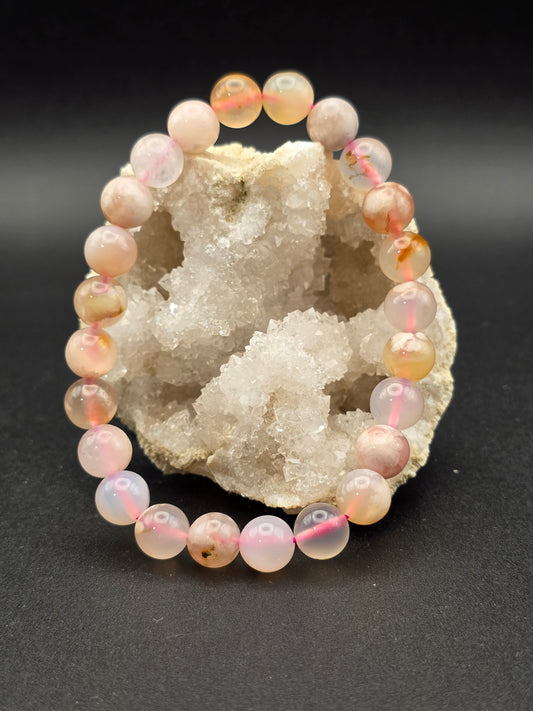 🌸 Flower Agate Bracelet – Blossoming Path (8mm)