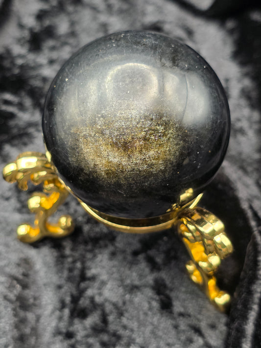 ⚫ Golden Sheen Obsidian Sphere – Power & Protection (2.27 in)