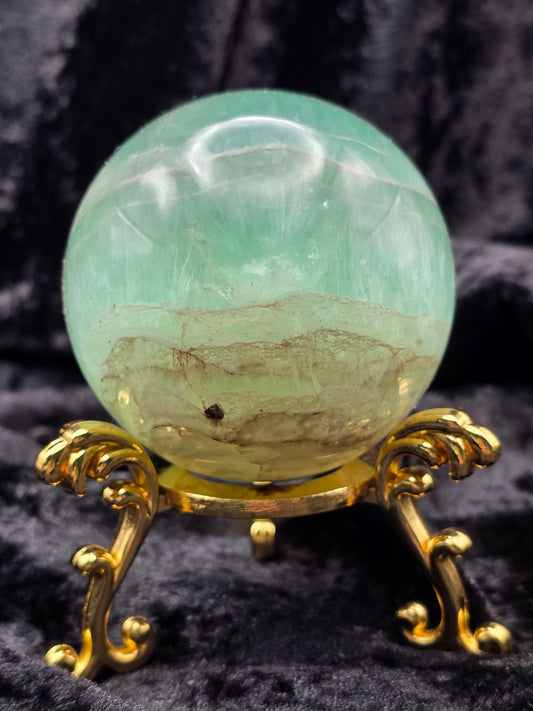 💚 Green Fluorite Sphere – Fresh Clarity (2.47 in)