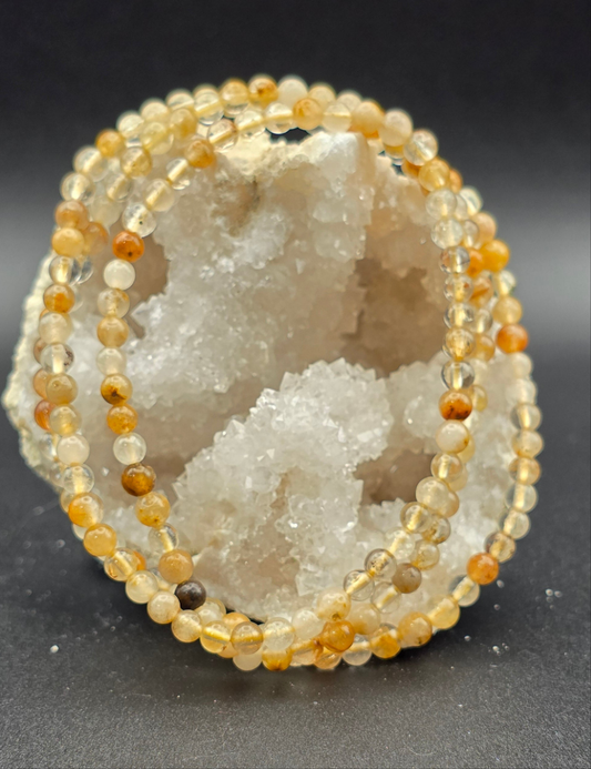 ✨ Golden Healer Quartz Triple Wrap – Solar Flow (6mm)