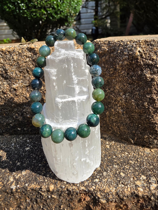🌿 Moss Agate Bracelet – Earth’s Whisper in 8mm