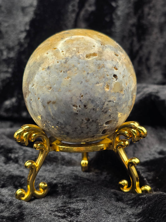 🌊 Ocean Jasper Sphere – Waves of Joy (2.41 in, 290 g)