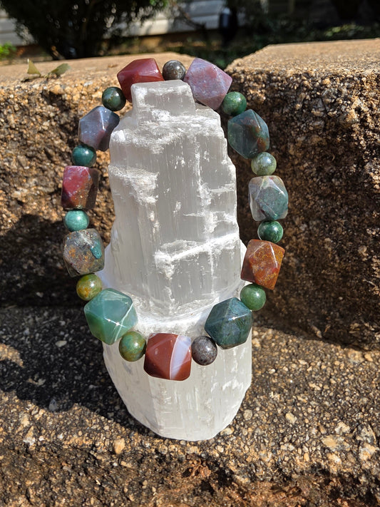 🌊 Ocean Jasper Bracelet – Tidal Calm in 12mm (Baroque Oval)