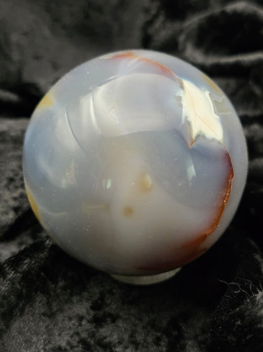🐋 Orca Agate Sphere – Deep Sea Strength (2.47 in, 428 g)