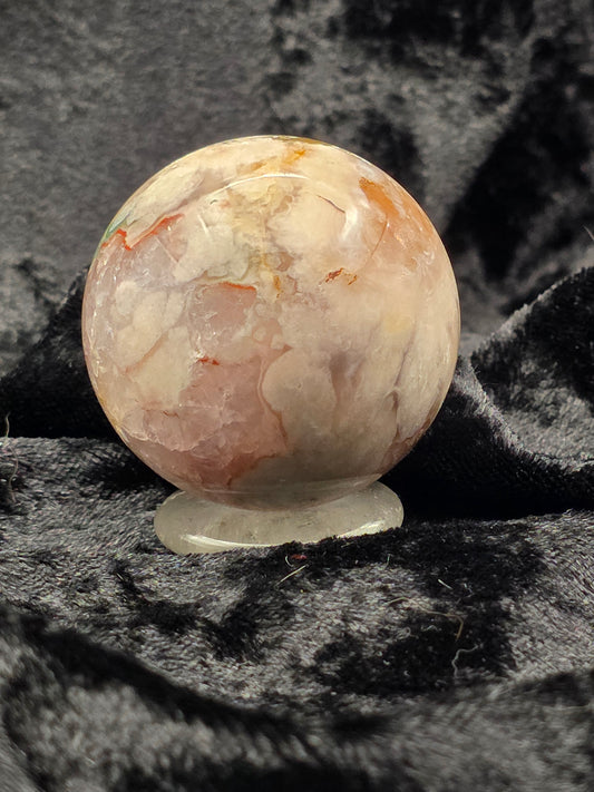🌸💗 Pink Amethyst x Flower Agate Sphere – Gentle Bloom (1.74 in, 177 g)