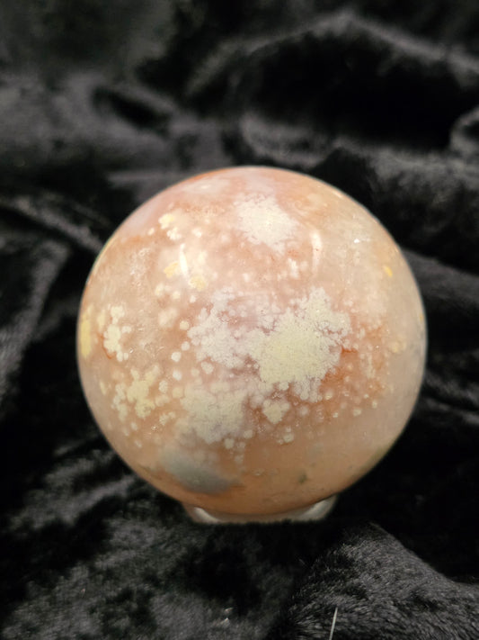 🌸💗 Pink Amethyst x Flower Agate Sphere – Blossomed Spirit (2.40 in, 312 g)