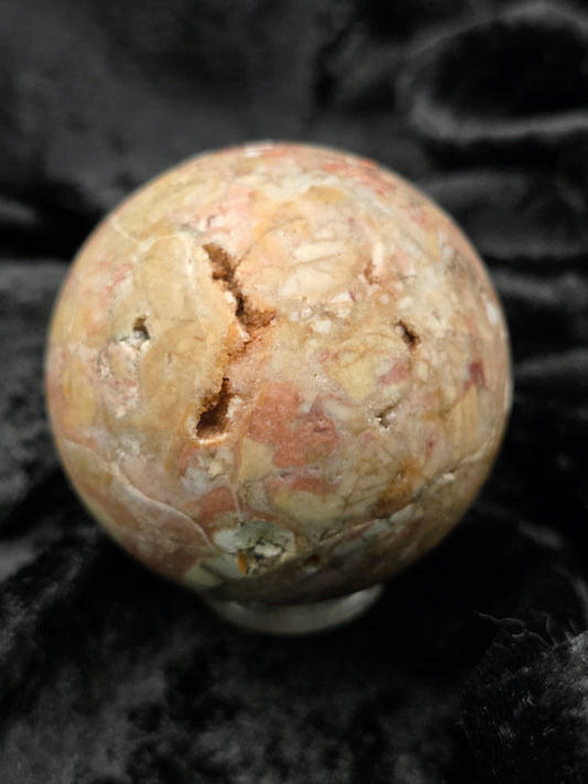🎨 Pink Mexican Crazy Lace Agate Sphere – Joyful Flow (2.48 in, 329 g)