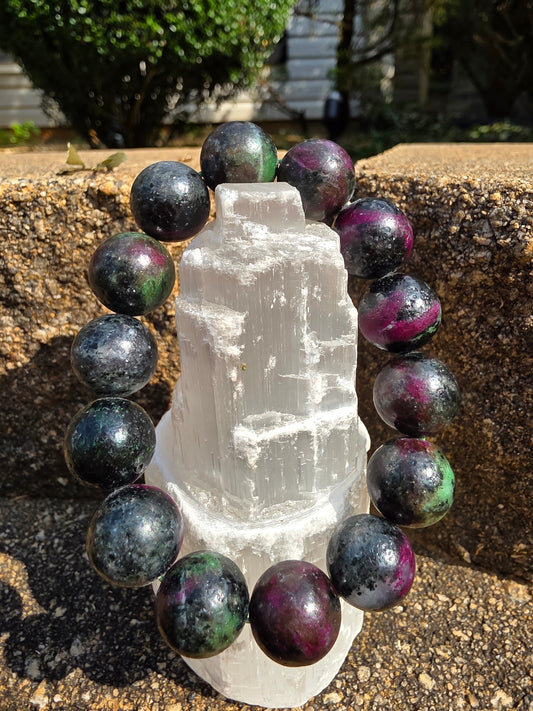 🍷 Ruby in Zoisite Bracelet (Large Beads) – Rebel Heart, Royal Roots