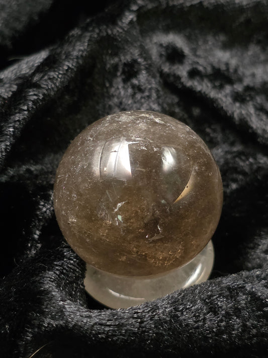 🌫️ Smoky Quartz Sphere – Grounded Calm (1.33 in, 55 g)