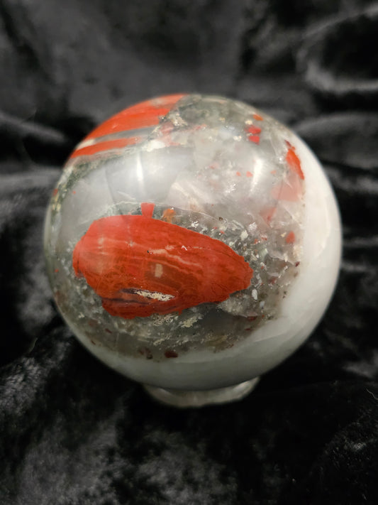 ❤️ African Blood Jasper Sphere – Fierce Beauty (2.49 in, 349 g)