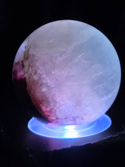 🌸🌈 Phantom Fluorite Sphere – Garden Glow with Pink Fire (1.95 in, 203 g)